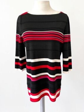 New! ST. JOHN Striped Scoop Neck SWEATER SIZE SMALL